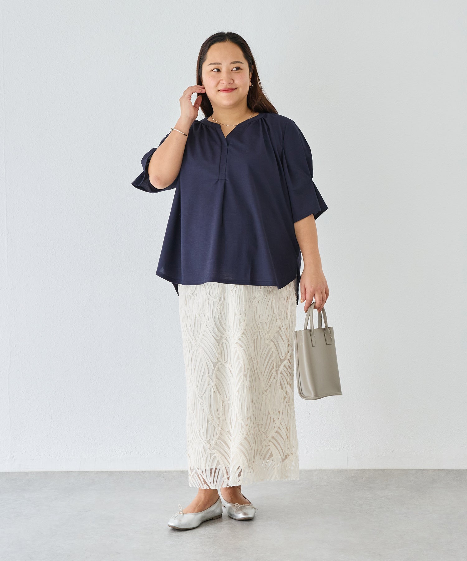 ネイビー　model:161cm 着用サイズ:3L