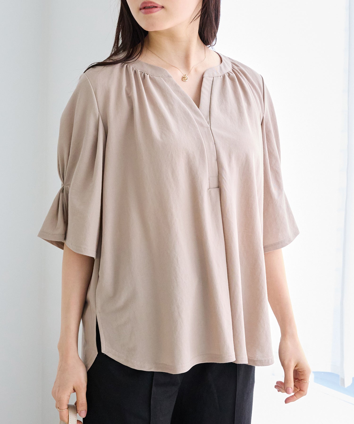 【好機能シリーズ】接触冷感｜トリコットスキッパープルオーバー