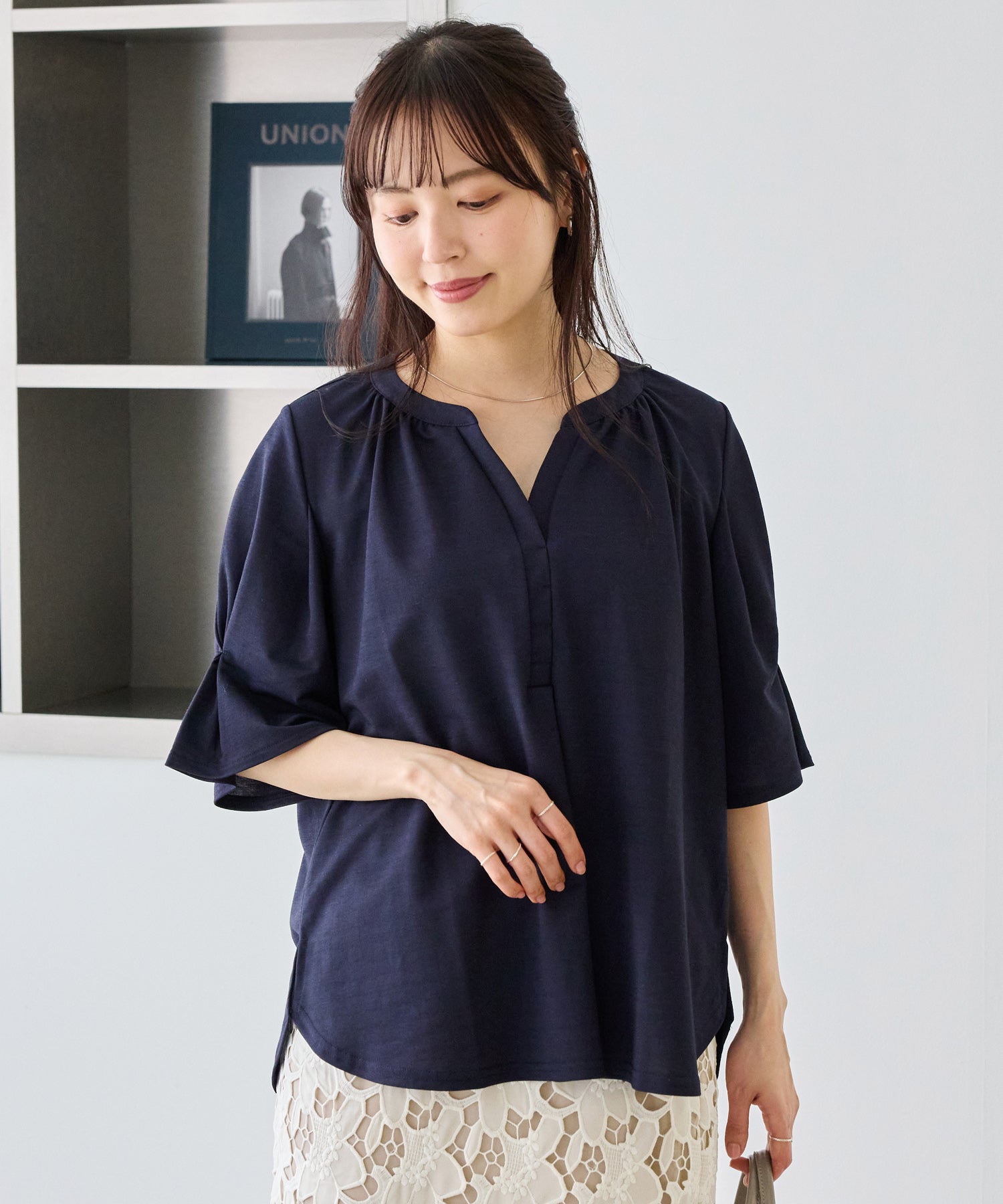 ネイビー　model:163cm 着用サイズ:M