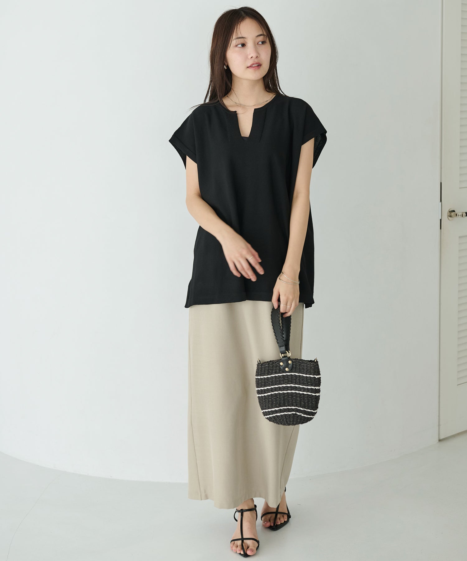 【洗える】スキッパーポンチョプルオーバー