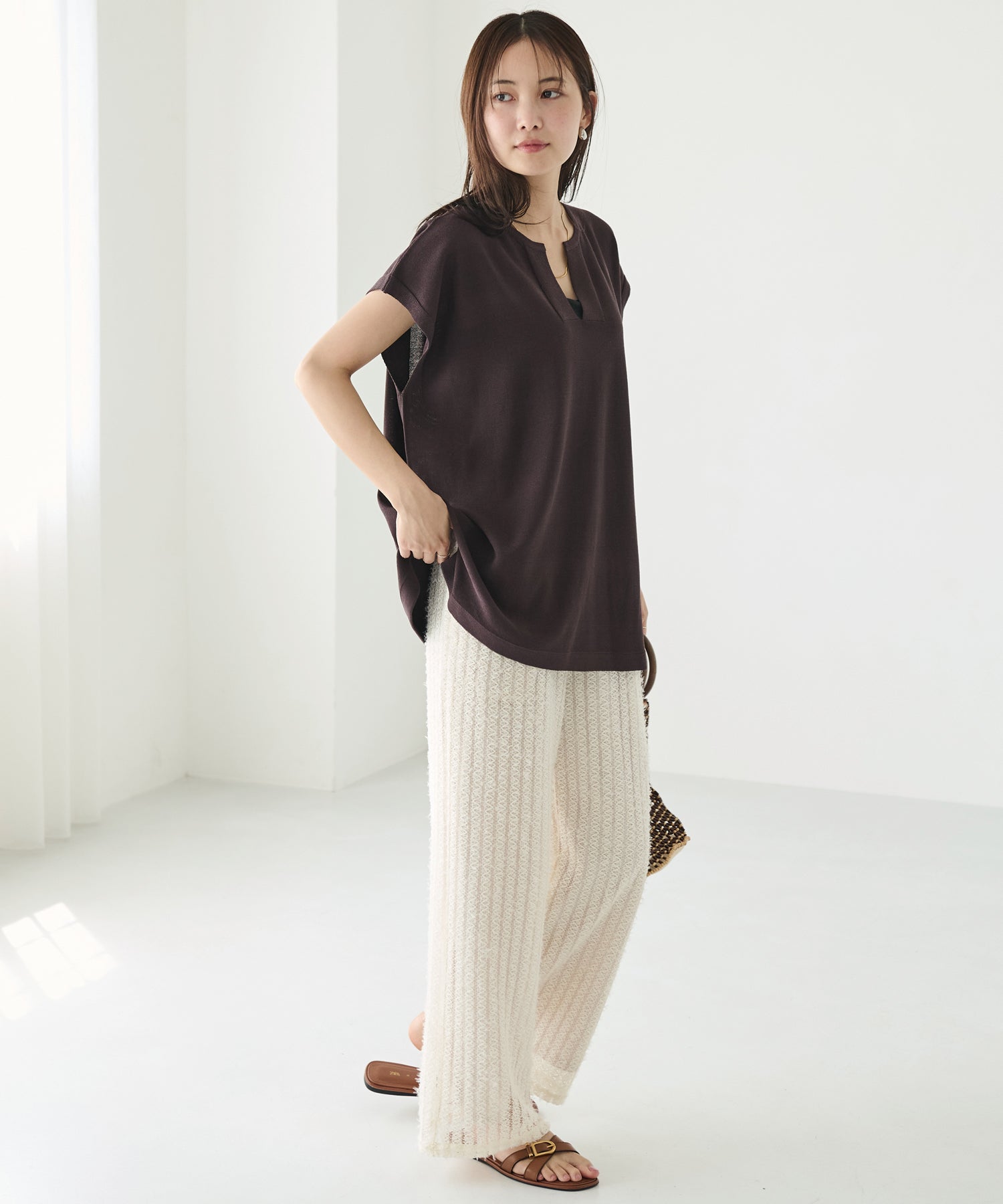 【洗える】スキッパーポンチョプルオーバー