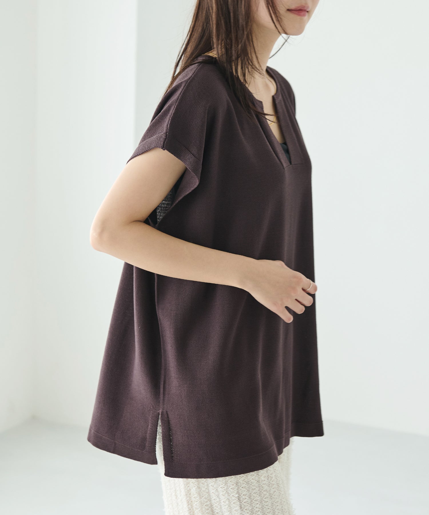 【洗える】スキッパーポンチョプルオーバー