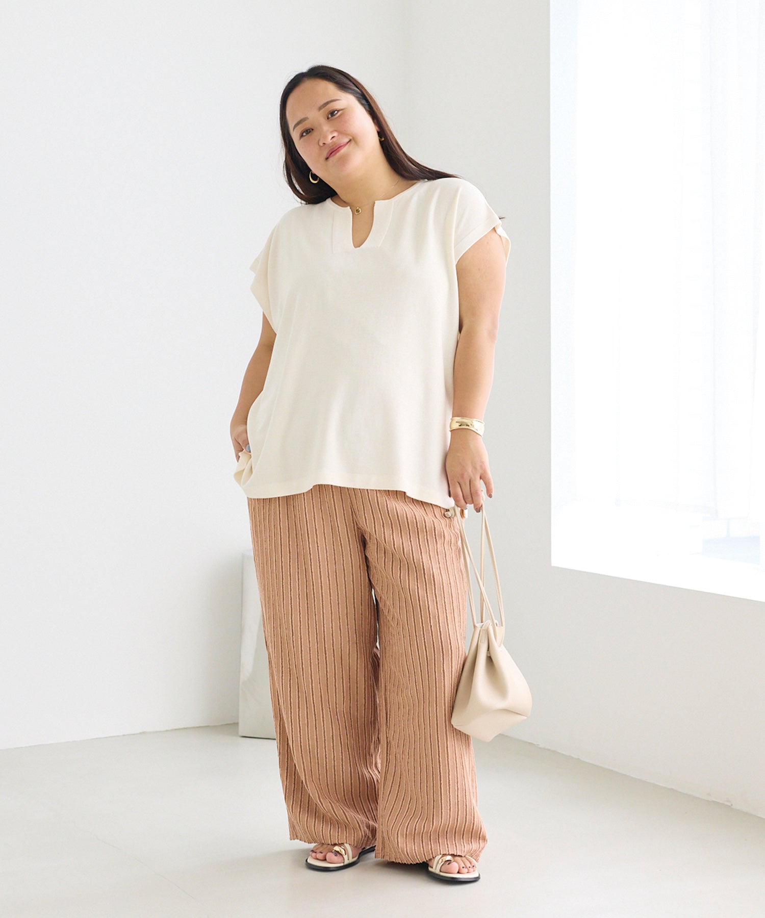 オレンジ　model:161cm 着用サイズ:3L