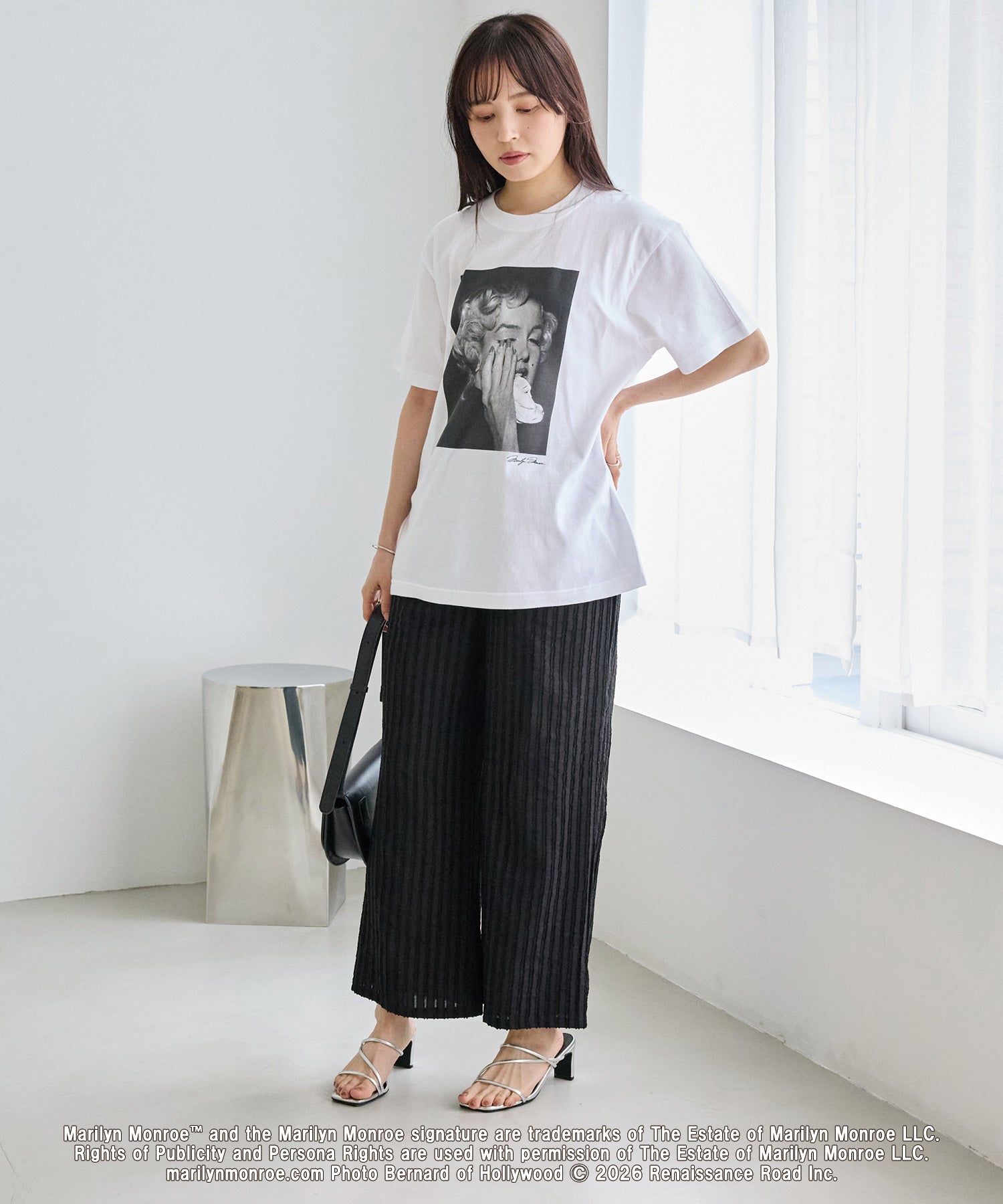 ストライプレースイージーパンツ