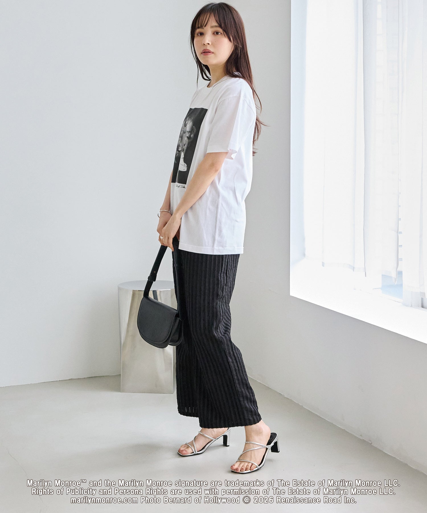 ストライプレースイージーパンツ