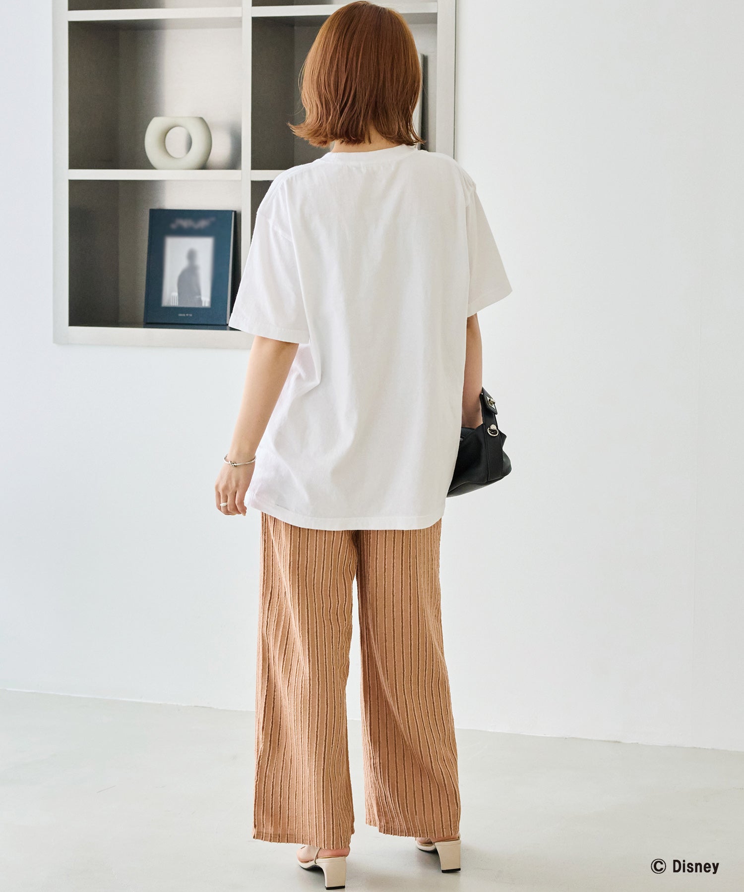 ストライプレースイージーパンツ