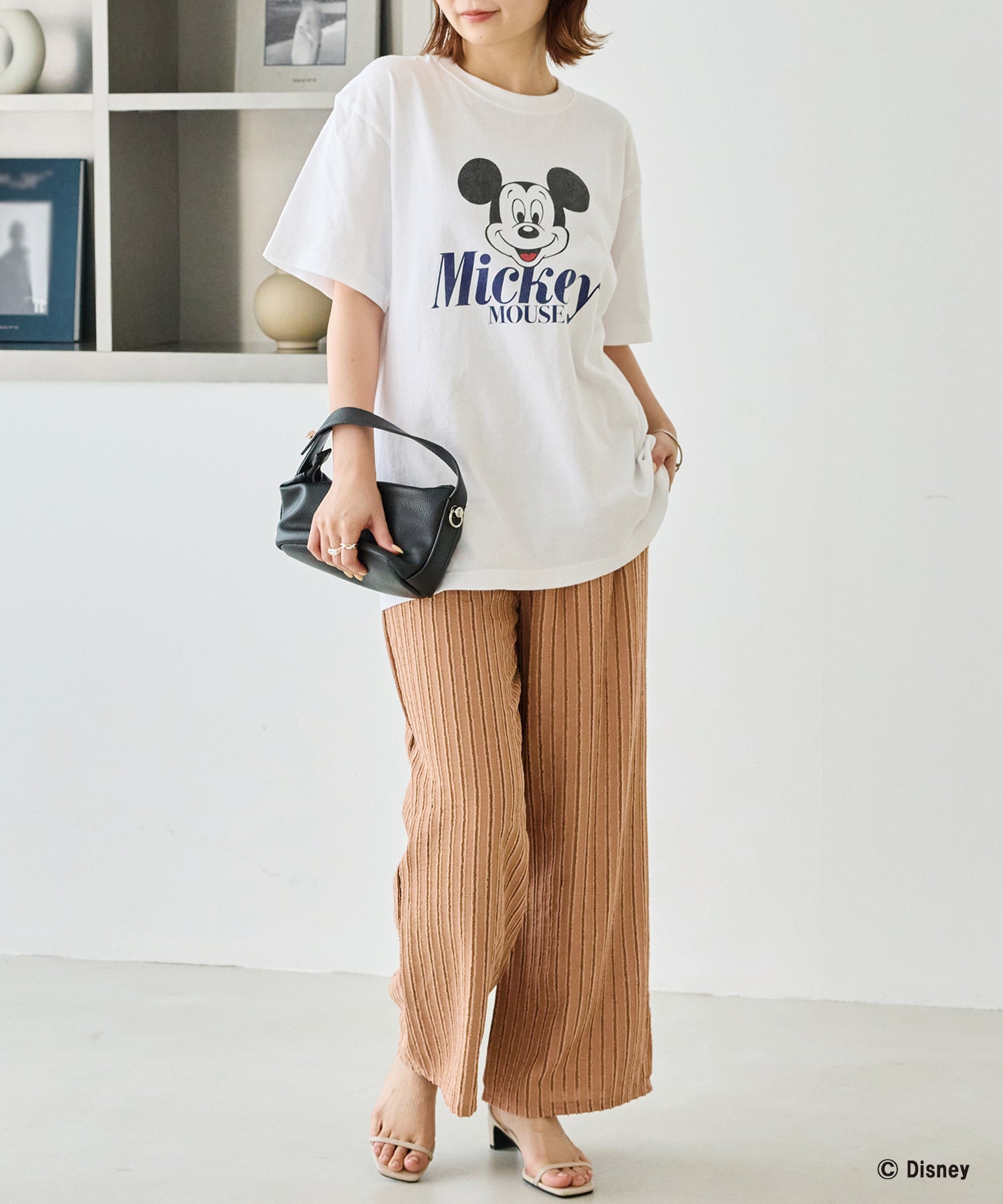 ストライプレースイージーパンツ