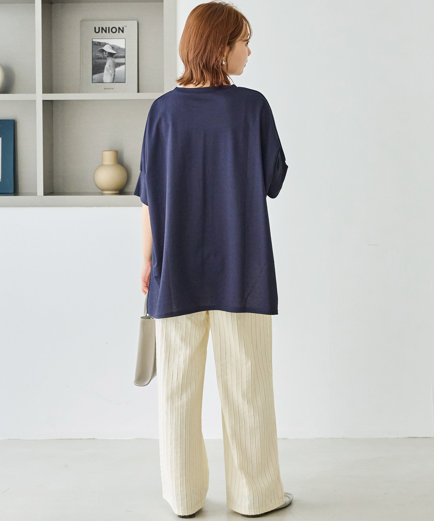 ストライプレースイージーパンツ