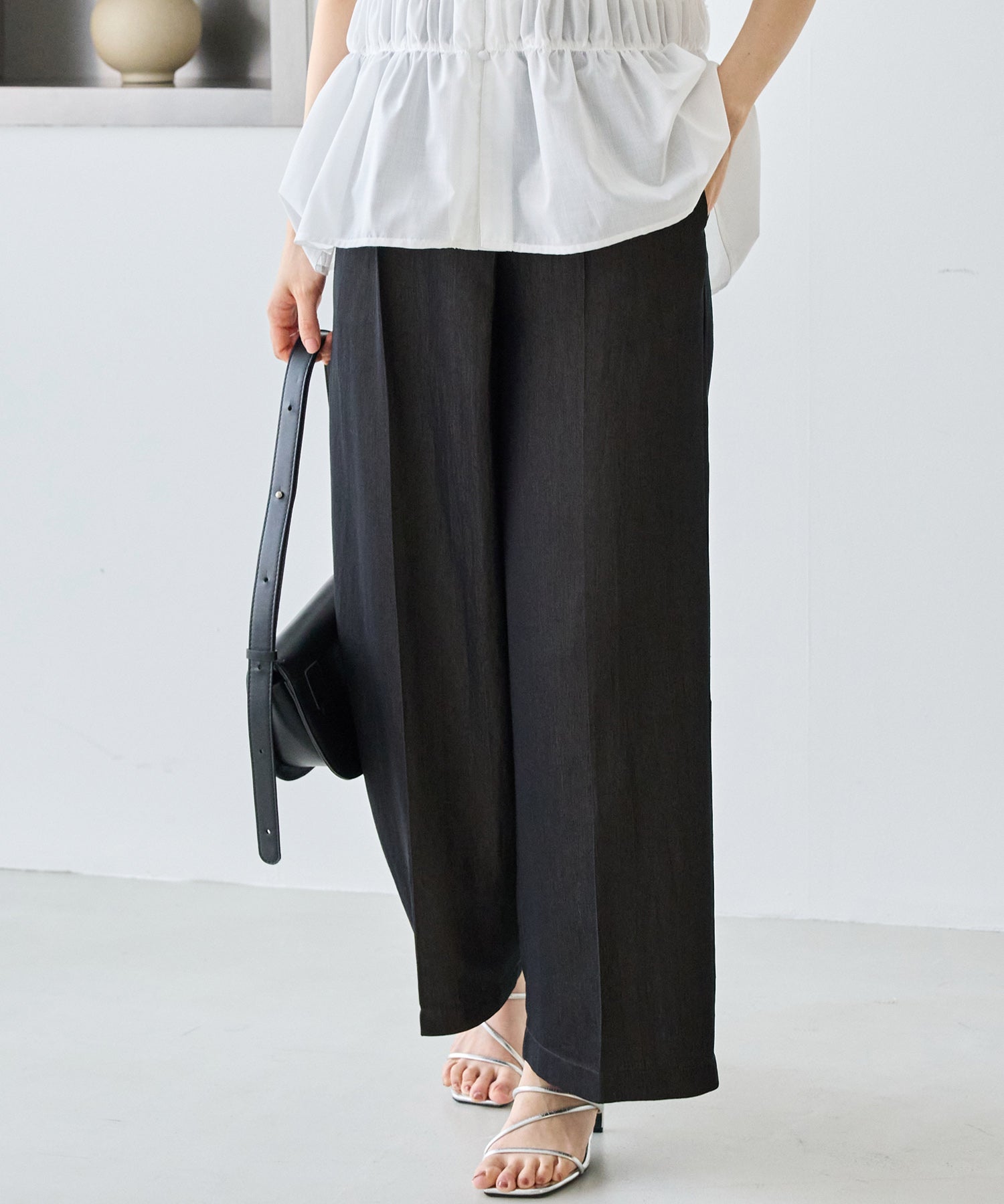 デニムライクウエストベルトパンツ