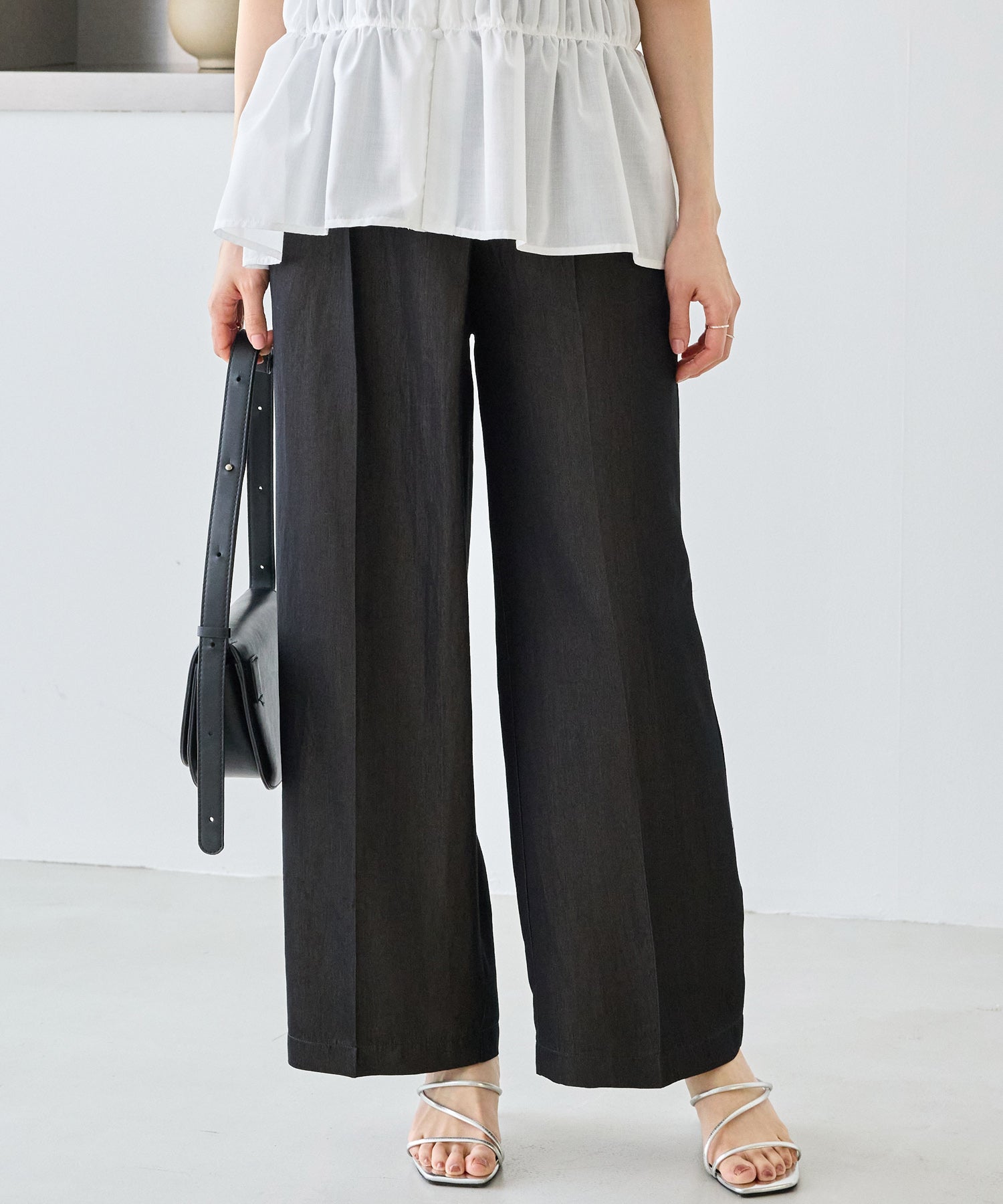 デニムライクウエストベルトパンツ