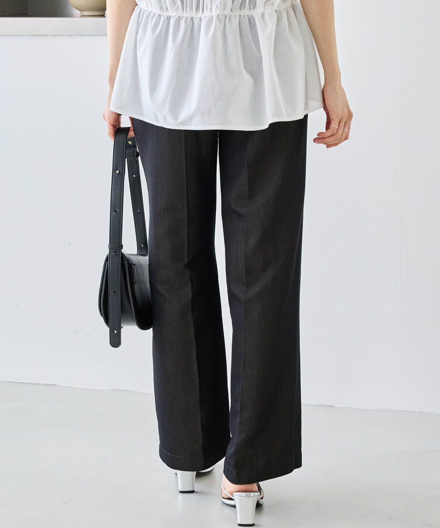 デニムライクウエストベルトパンツ