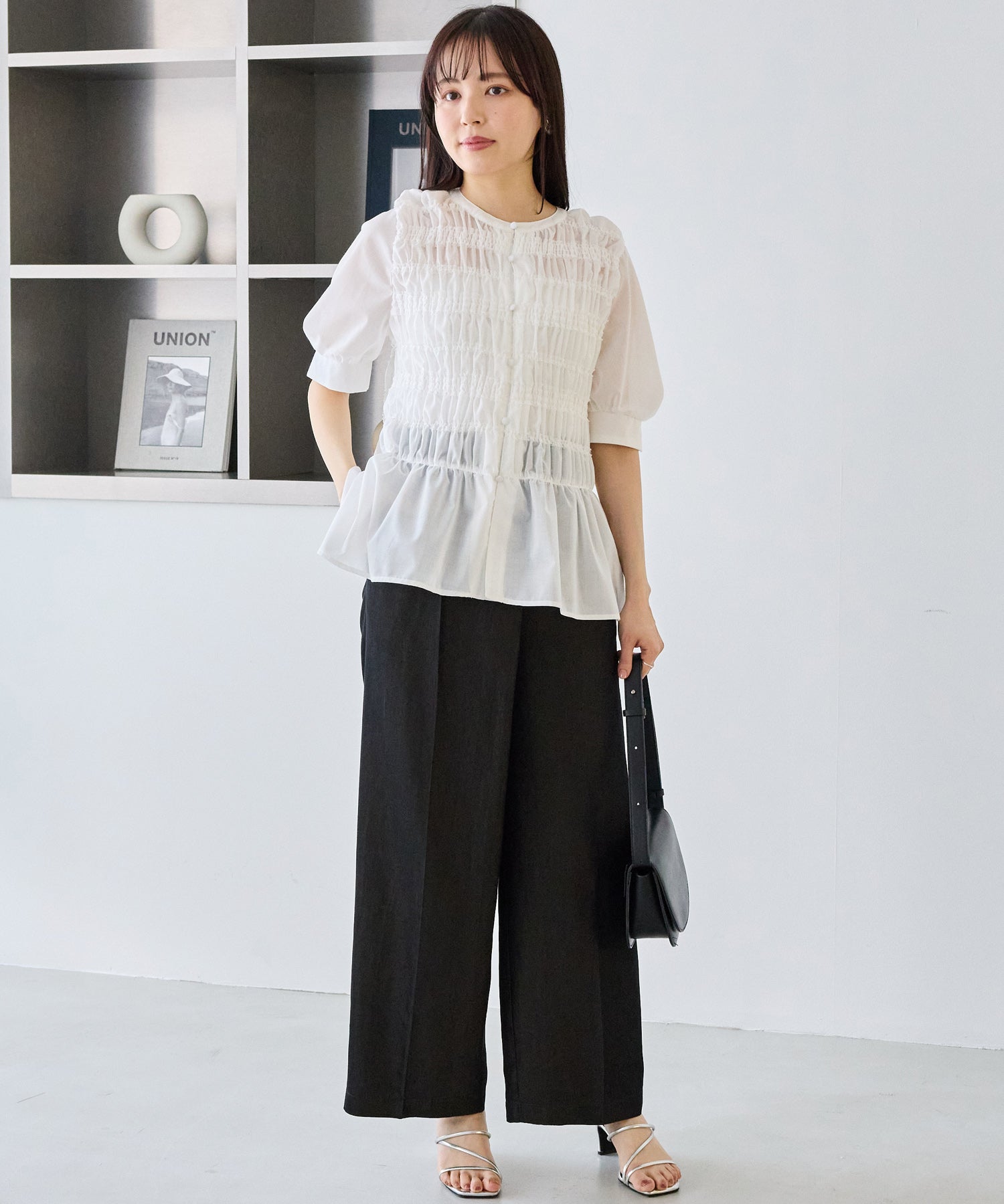 デニムライクウエストベルトパンツ