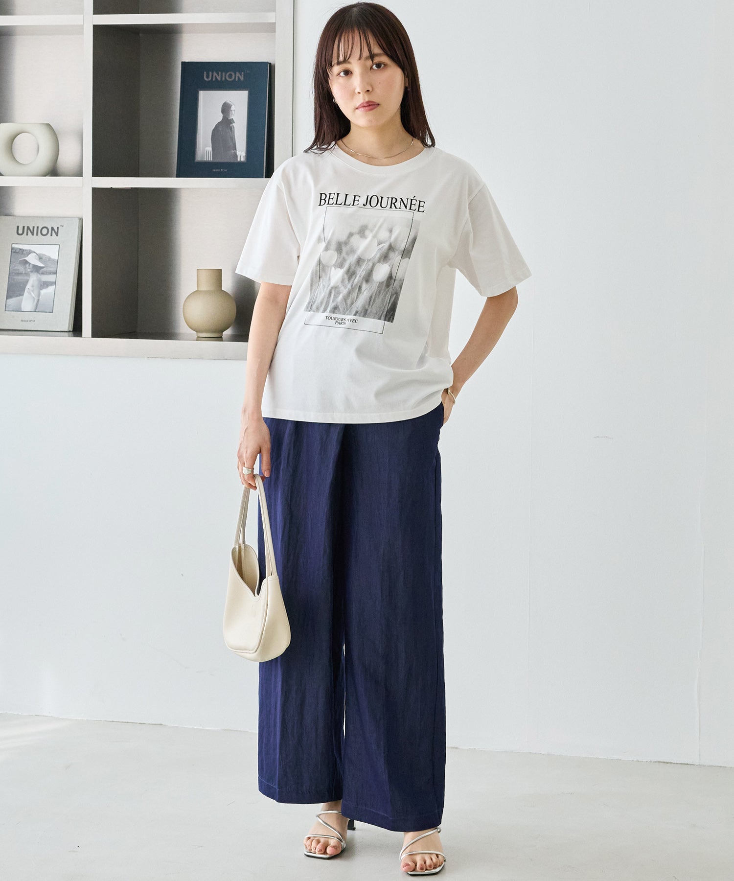 デニムライクウエストベルトパンツ