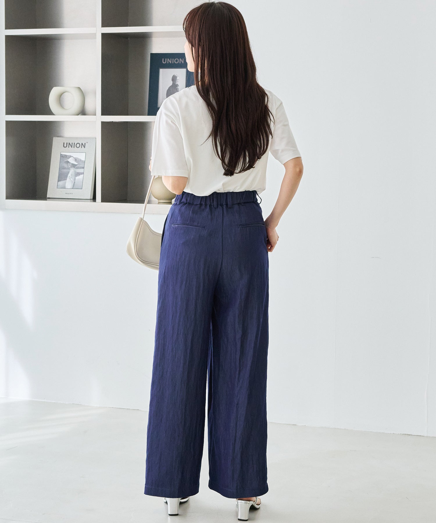 デニムライクウエストベルトパンツ