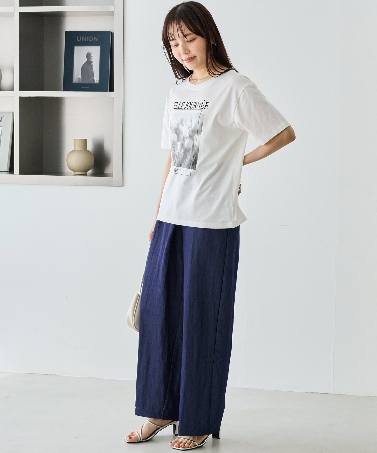 デニムライクウエストベルトパンツ