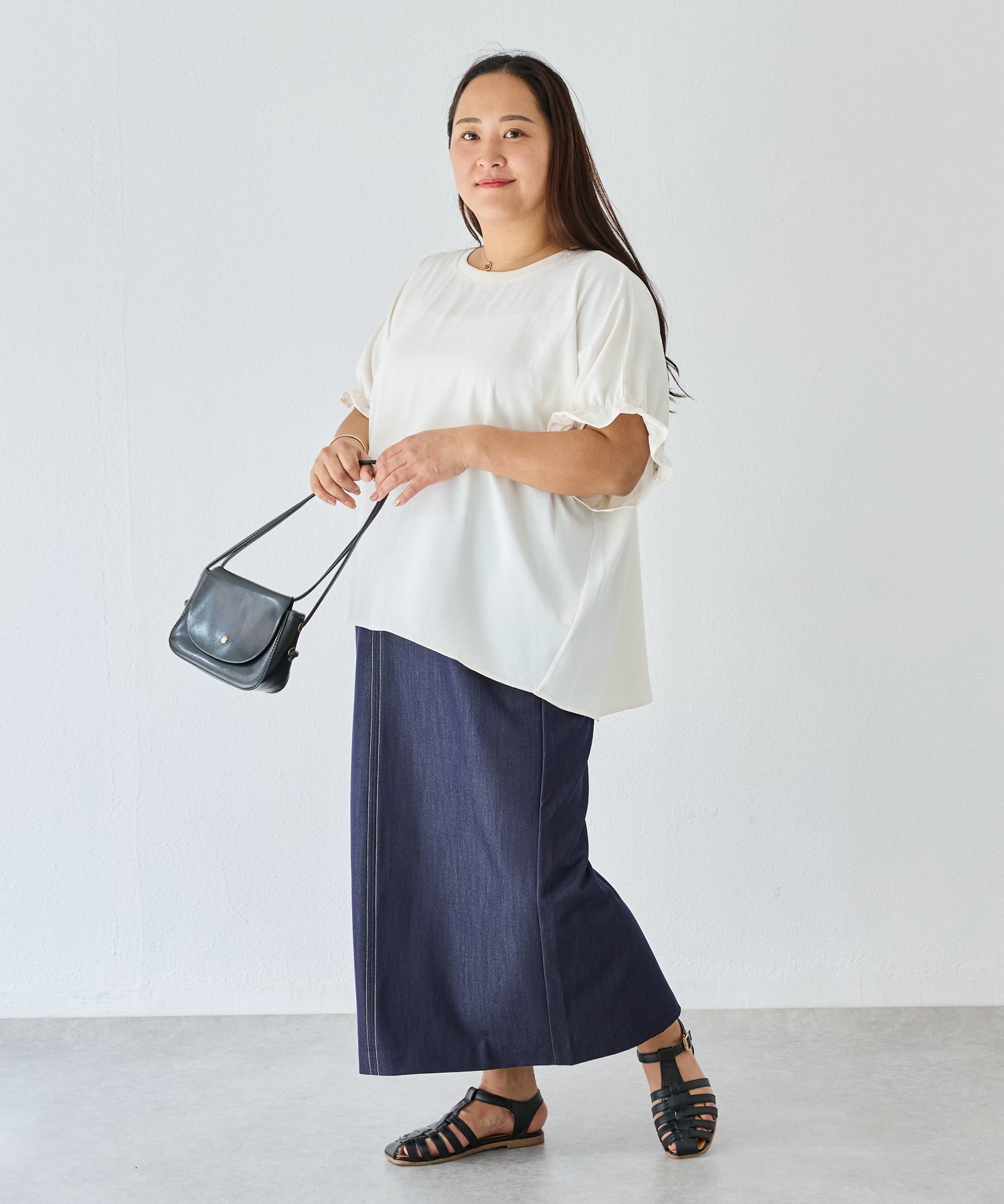 ネイビー　model:161cm 着用サイズ:3L