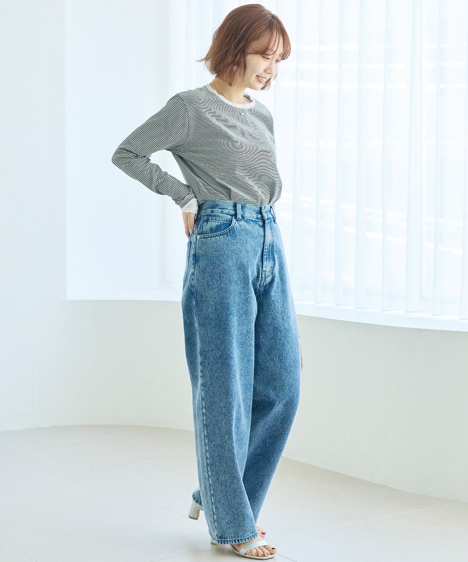 袖チュール切替プルオーバー