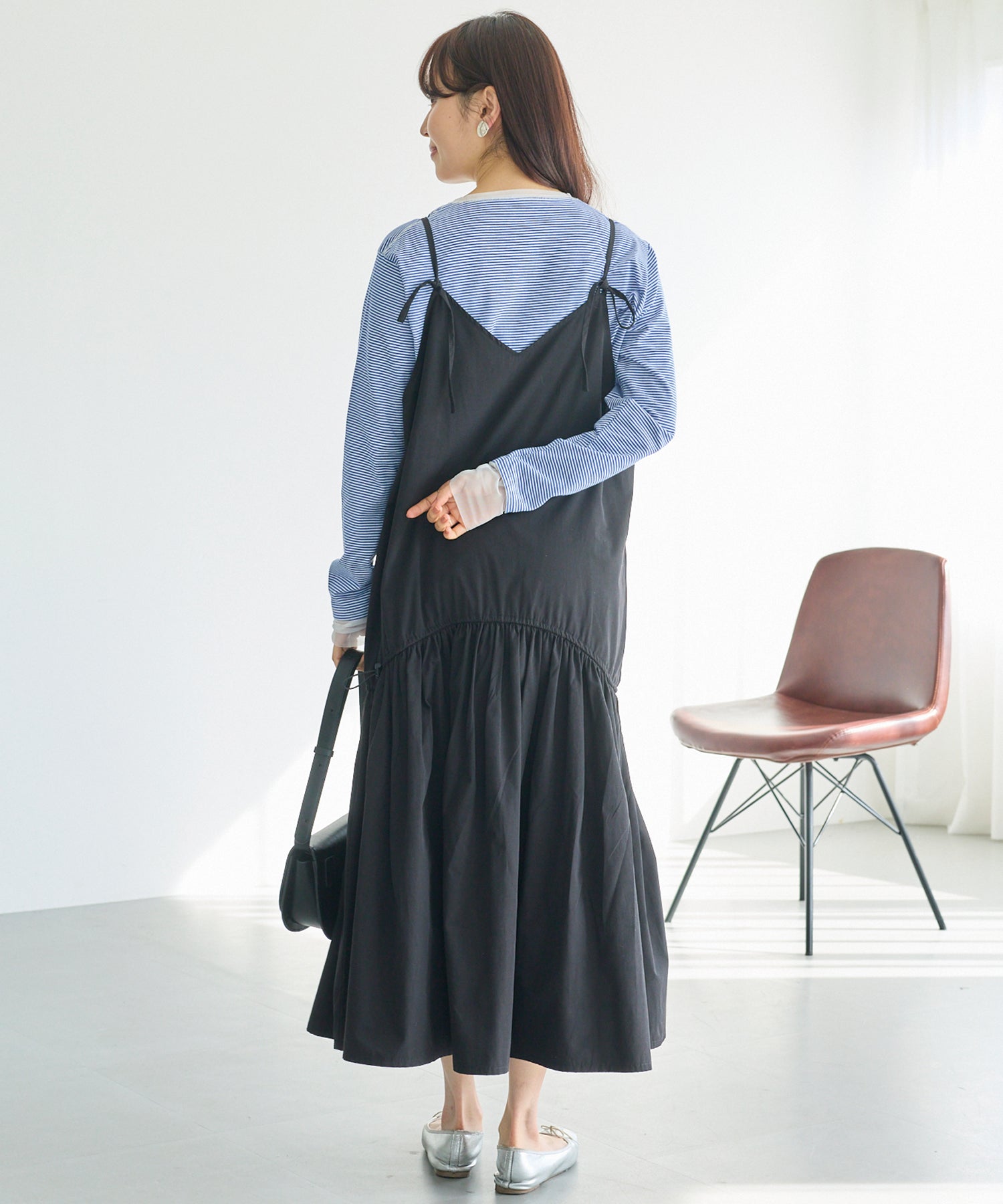 袖チュール切替プルオーバー