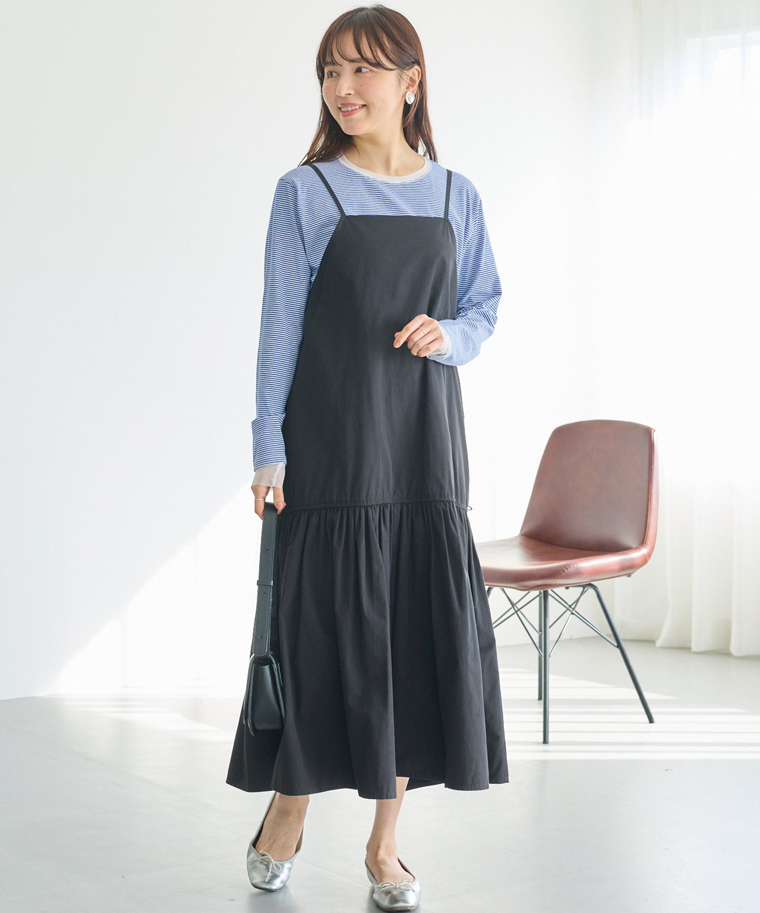 袖チュール切替プルオーバー