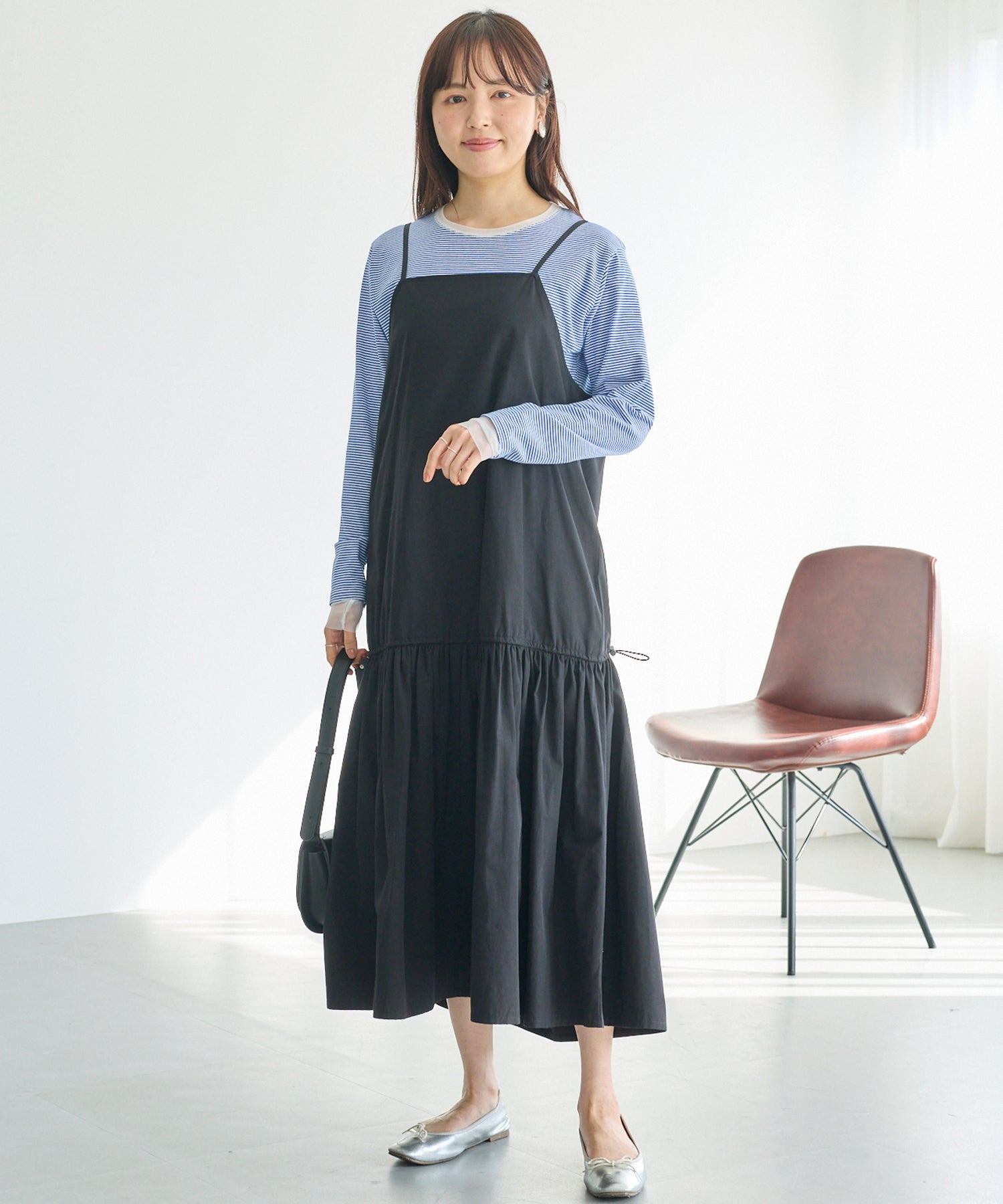 袖チュール切替プルオーバー