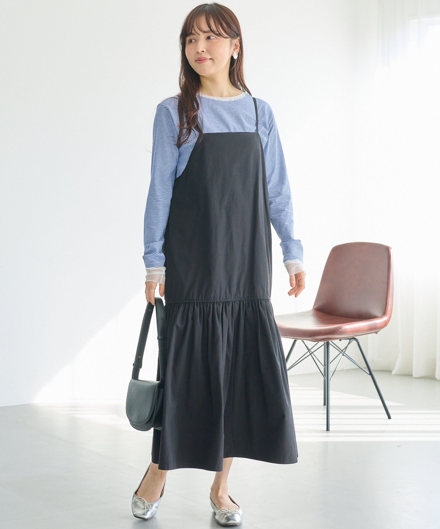 袖チュール切替プルオーバー