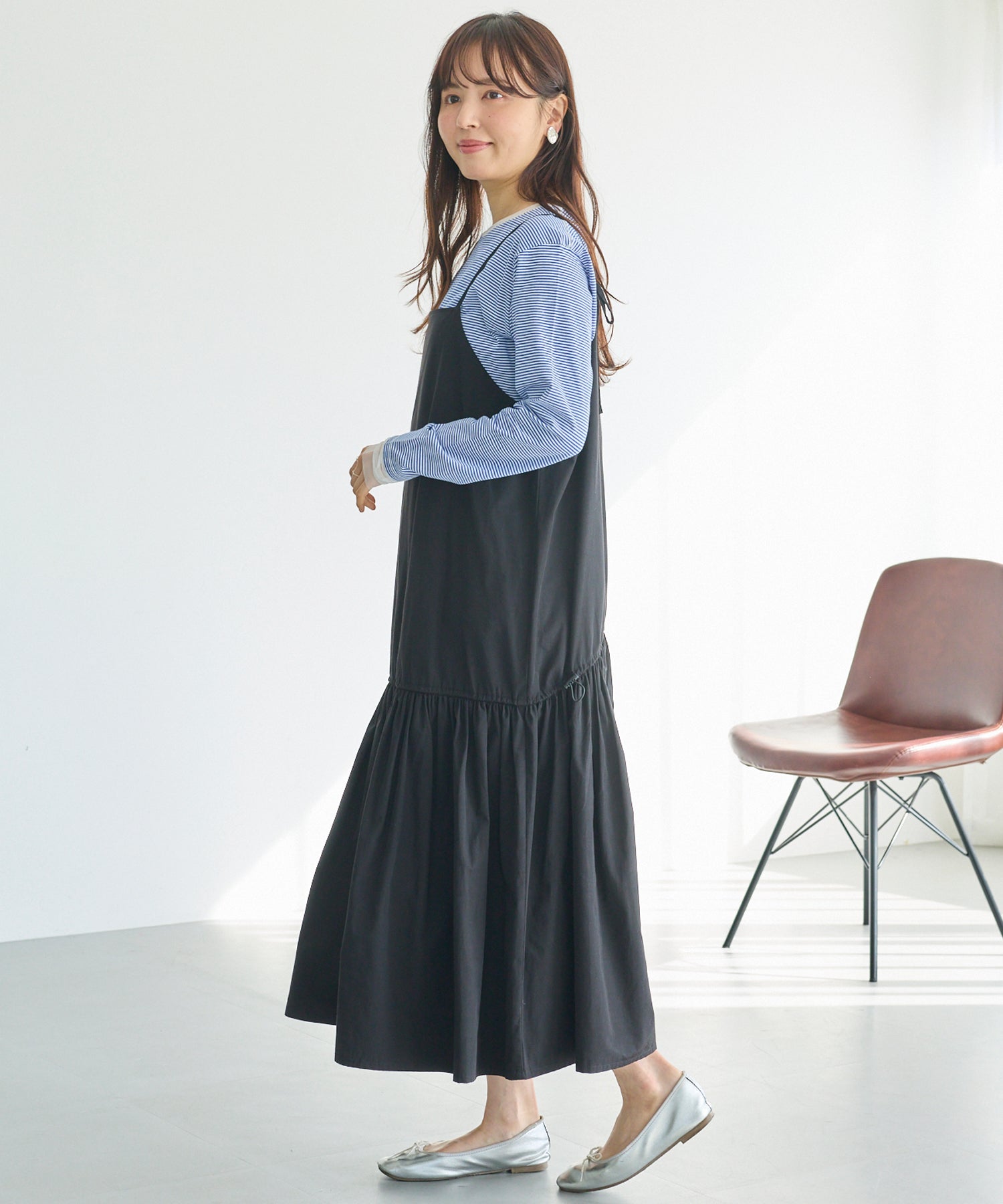 袖チュール切替プルオーバー