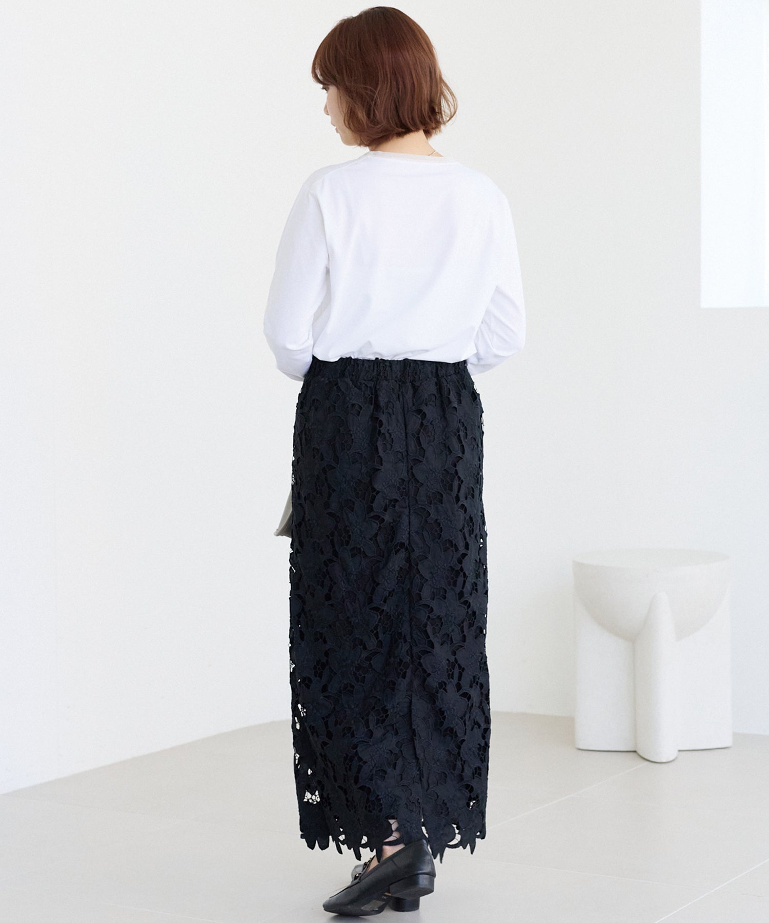 袖チュール切替プルオーバー