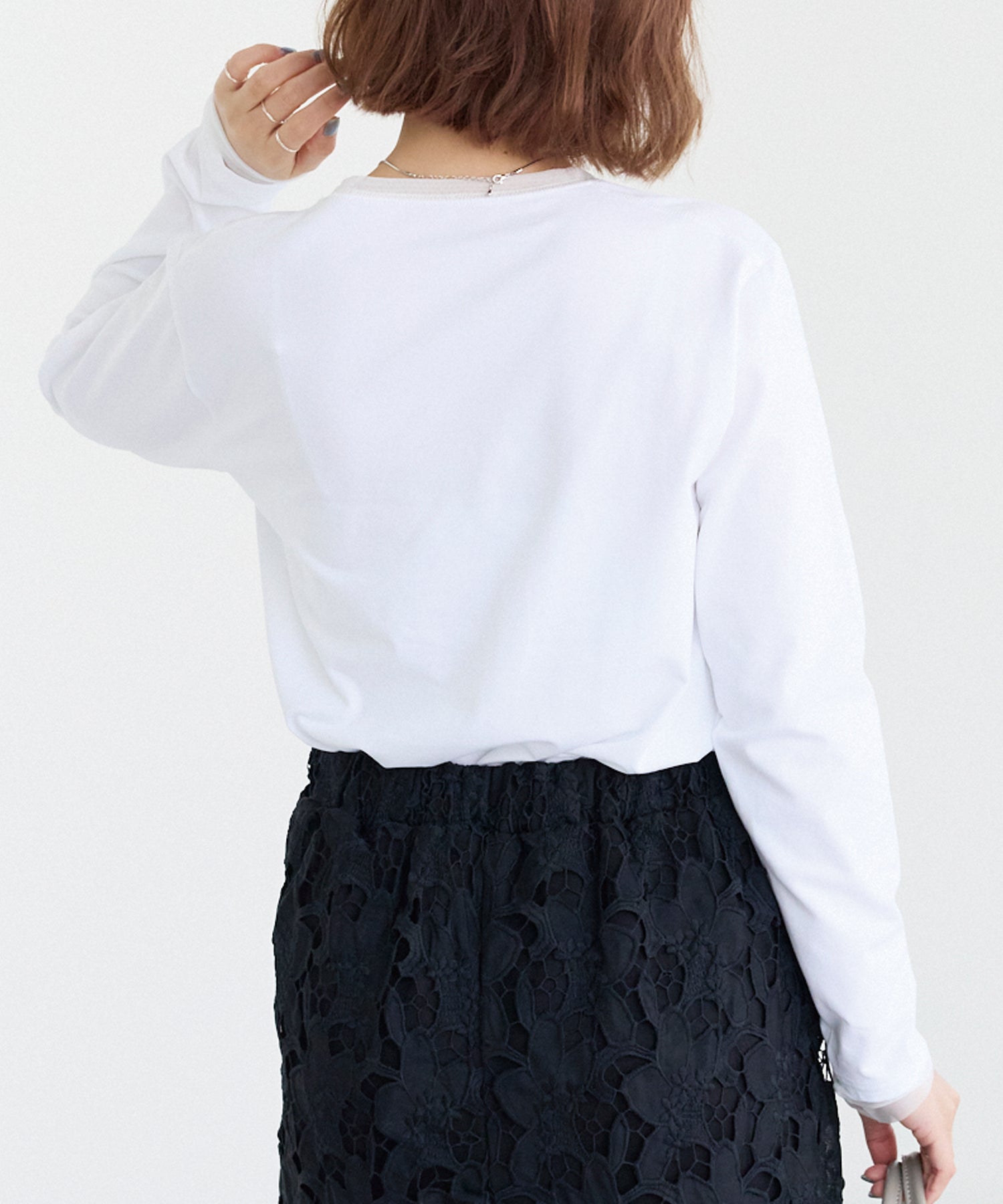 袖チュール切替プルオーバー