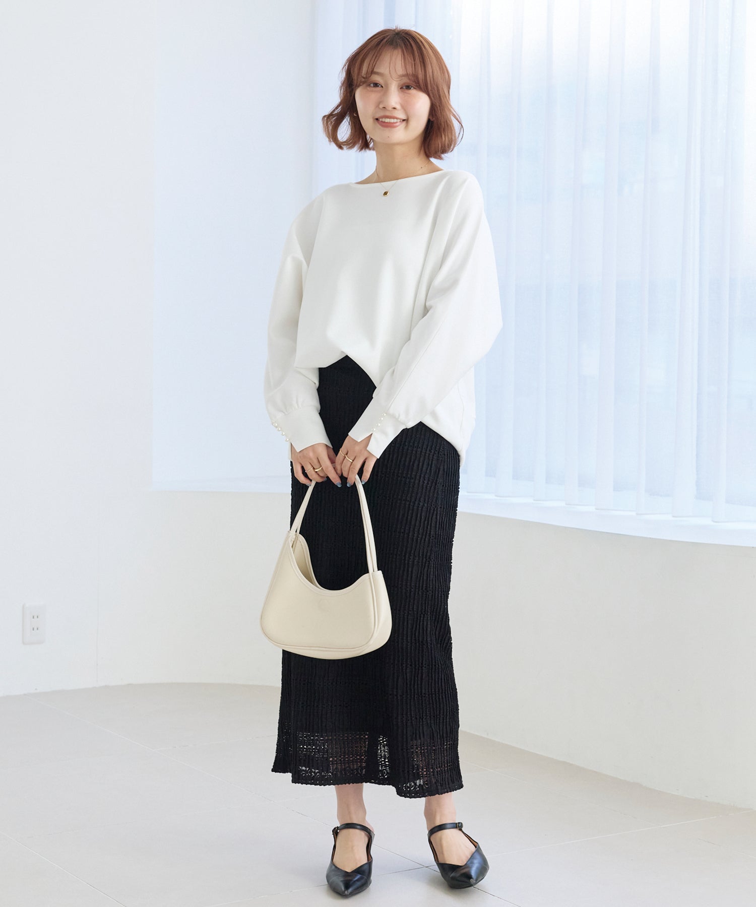 【洗える】レースプリーツナロースカート