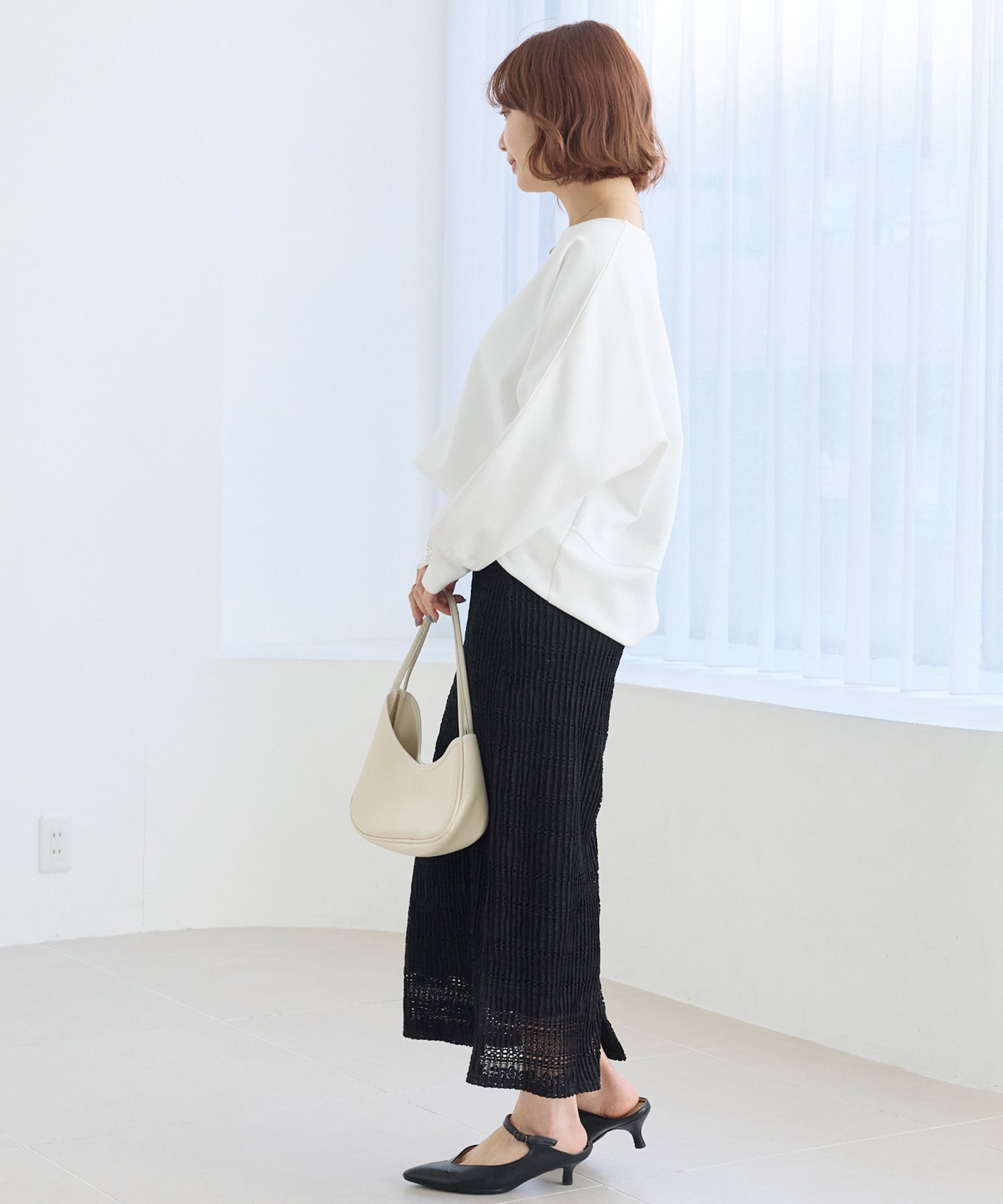 【洗える】レースプリーツナロースカート