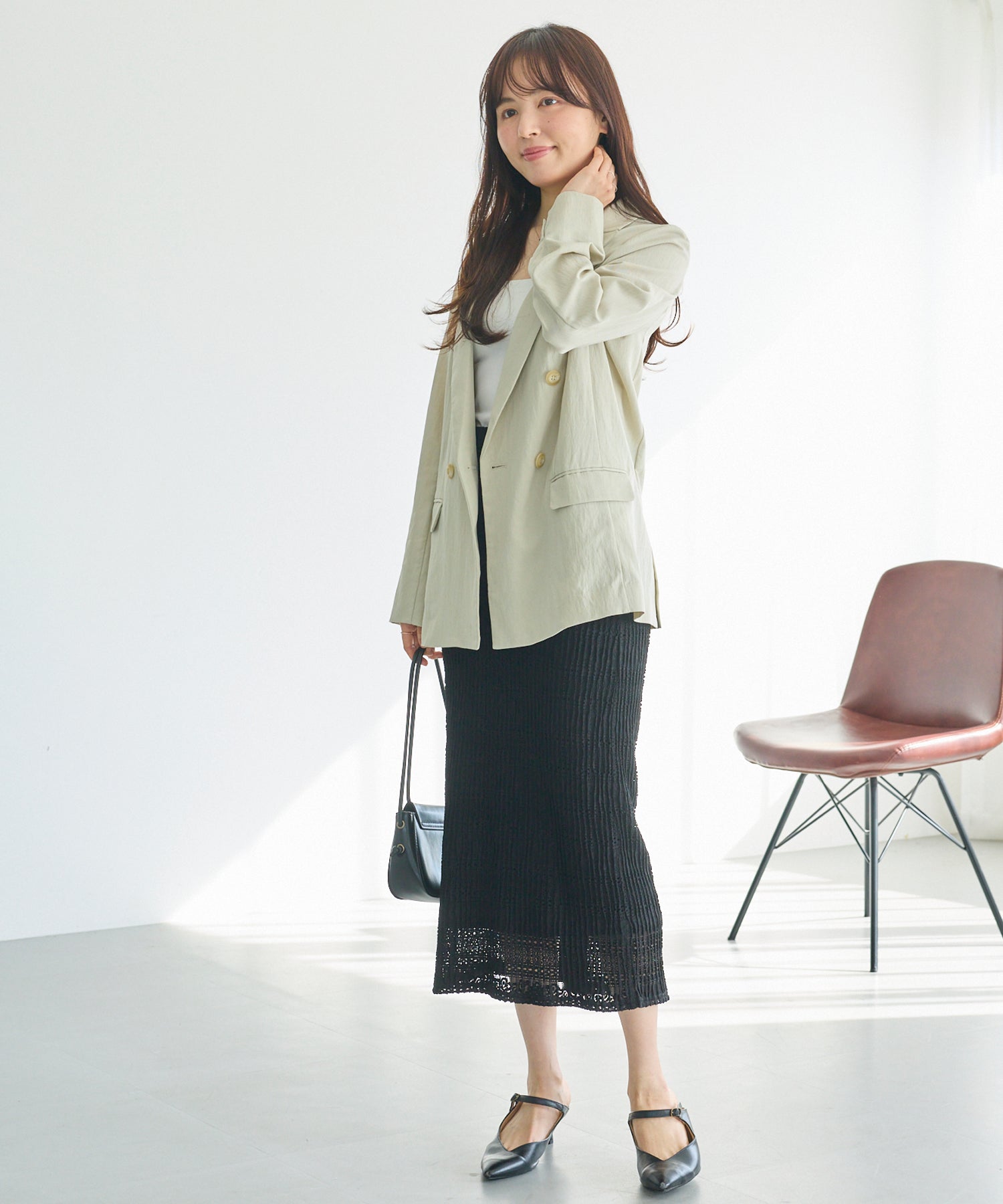 【洗える】レースプリーツナロースカート