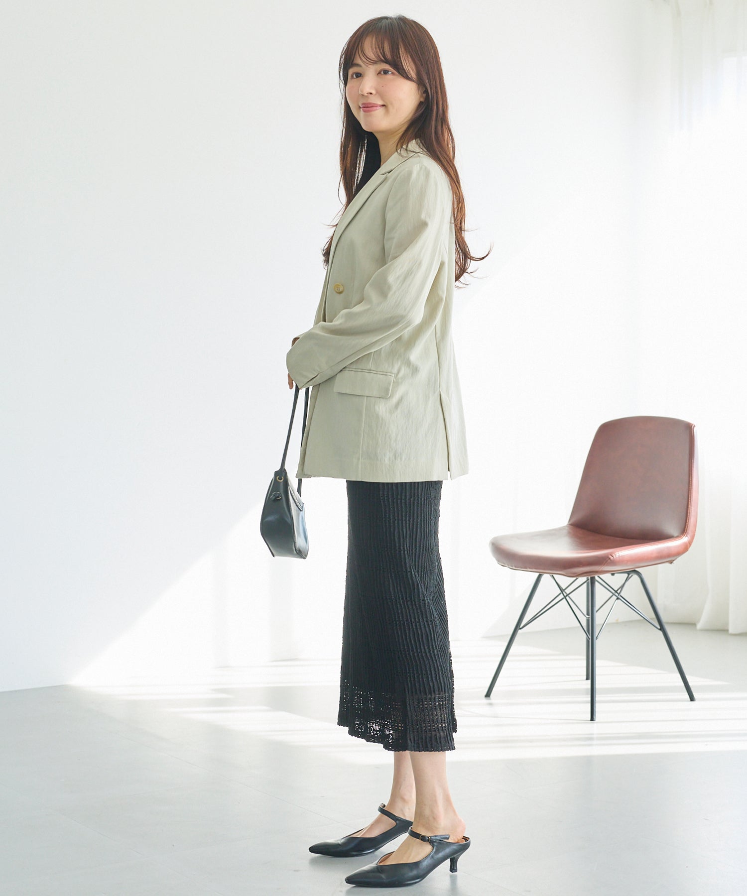 【洗える】レースプリーツナロースカート