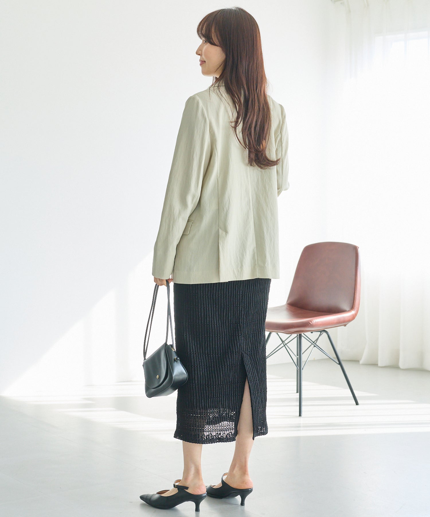 【洗える】レースプリーツナロースカート