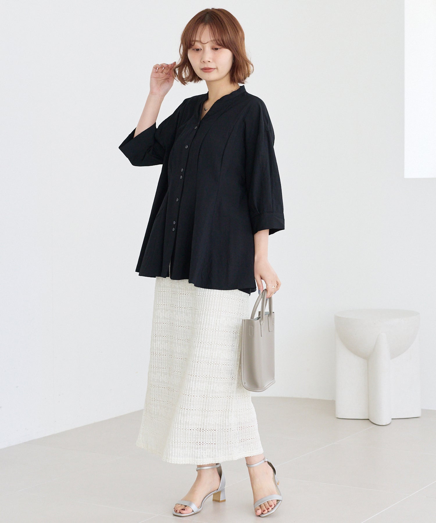 【洗える】レースプリーツナロースカート