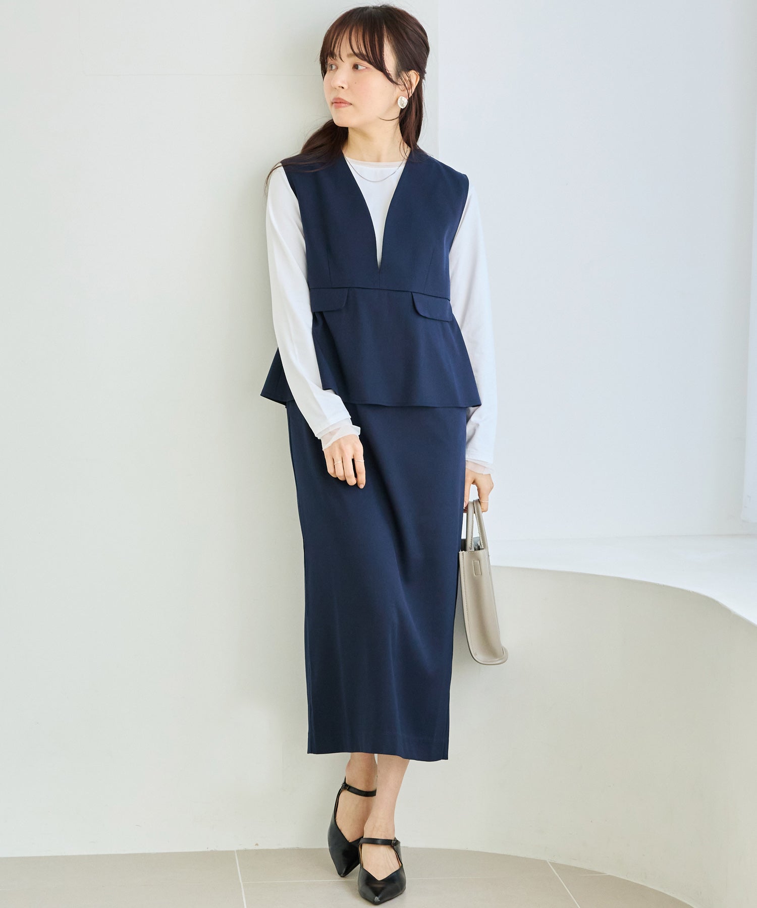 ネイビー　model:162cm 着用サイズ:M