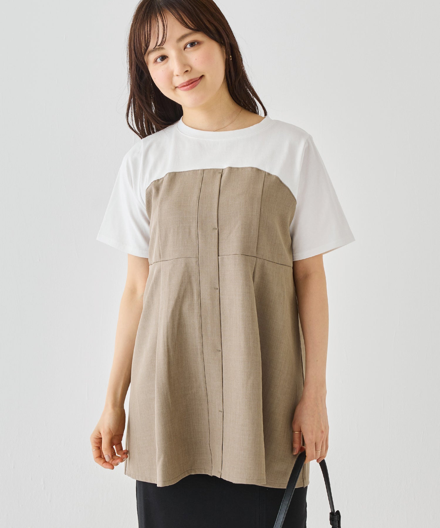 ベージュ　model:163cm 着用サイズ:M