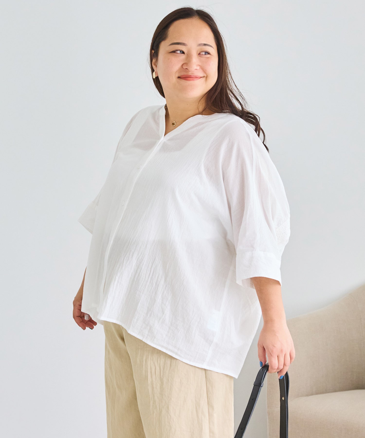オフホワイト　model:161cm 着用サイズ:3L