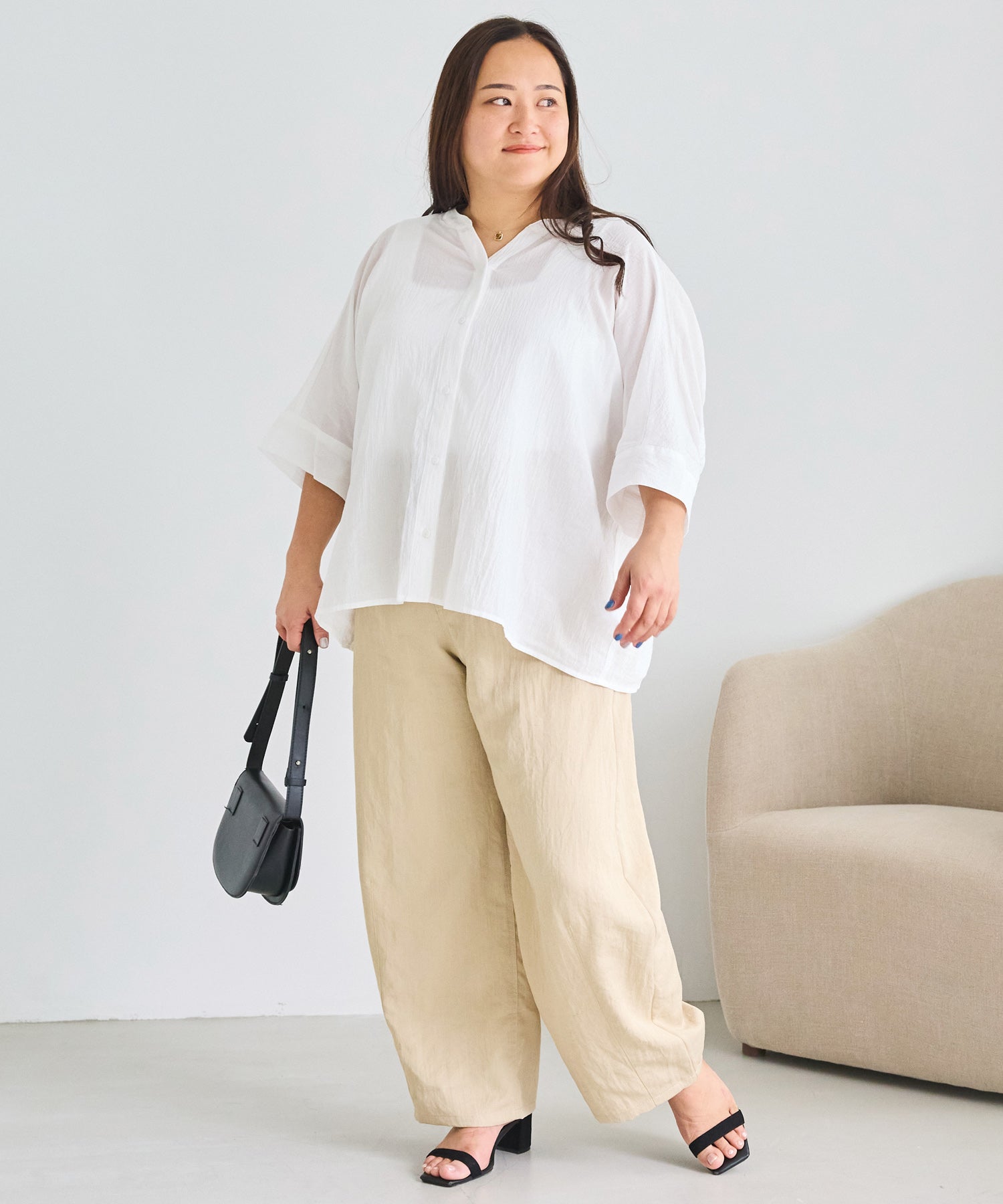 オフホワイト　model:161cm 着用サイズ:3L