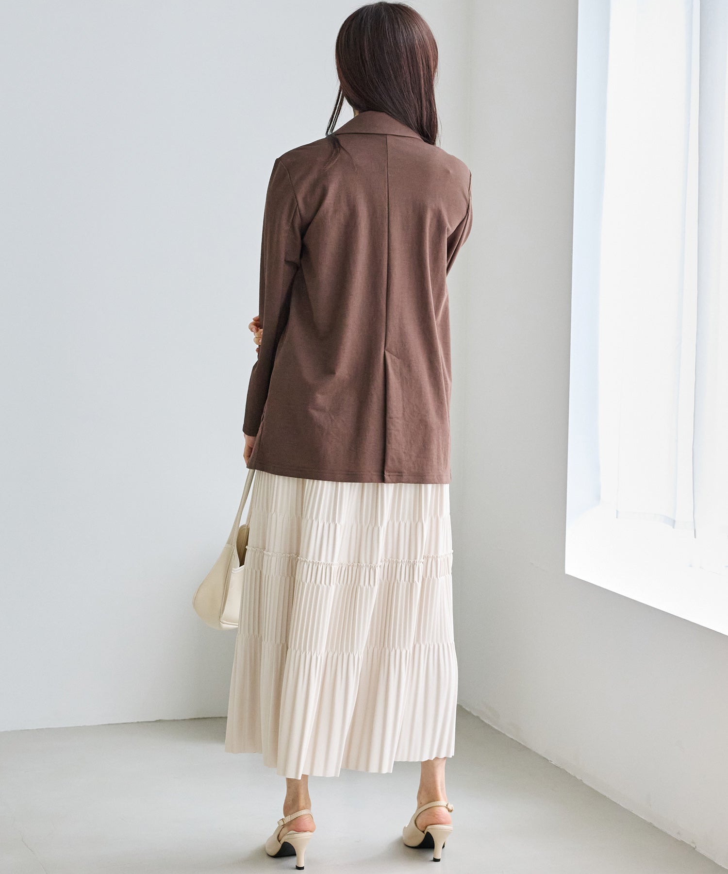 プリーツティアードロングスカート