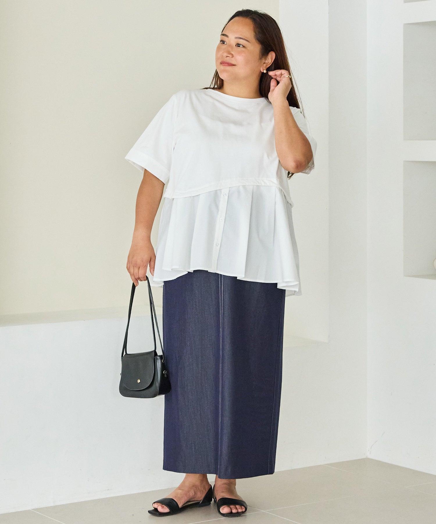 オフホワイト　model:161cm 着用サイズ:3L