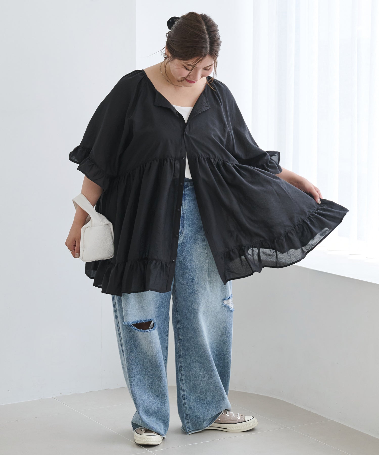 ブルー　model:162cm  着用サイズ:4L