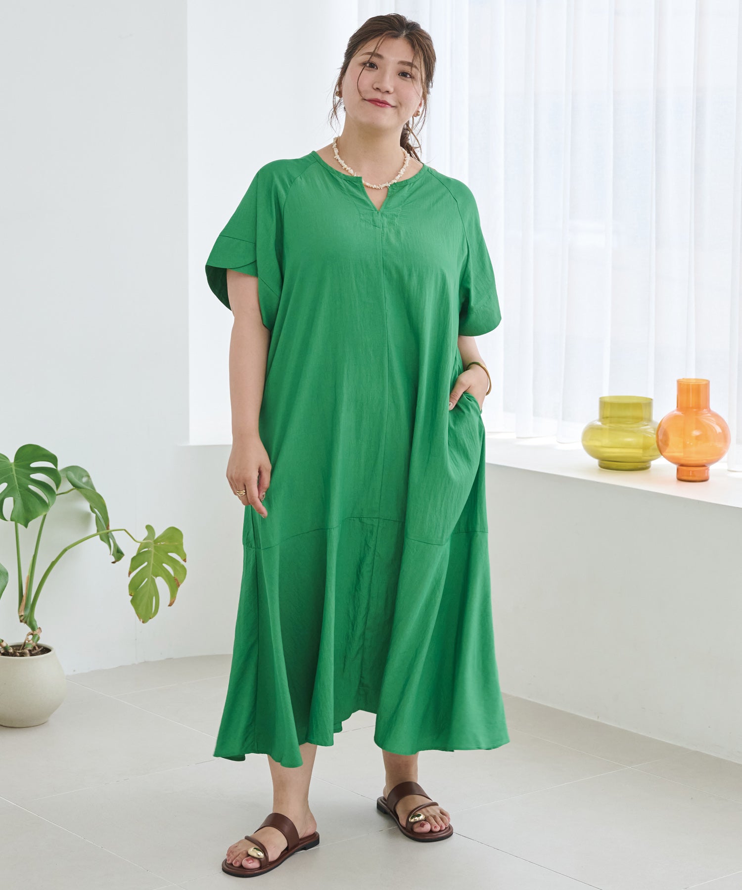 グリーン　model:162cm  着用サイズ:4L