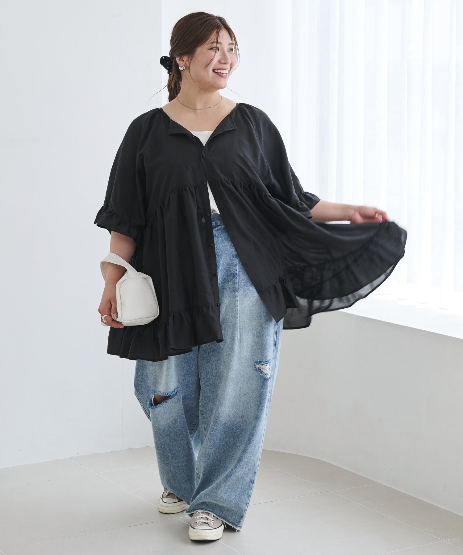 ブラック　model:162cm  着用サイズ:4L