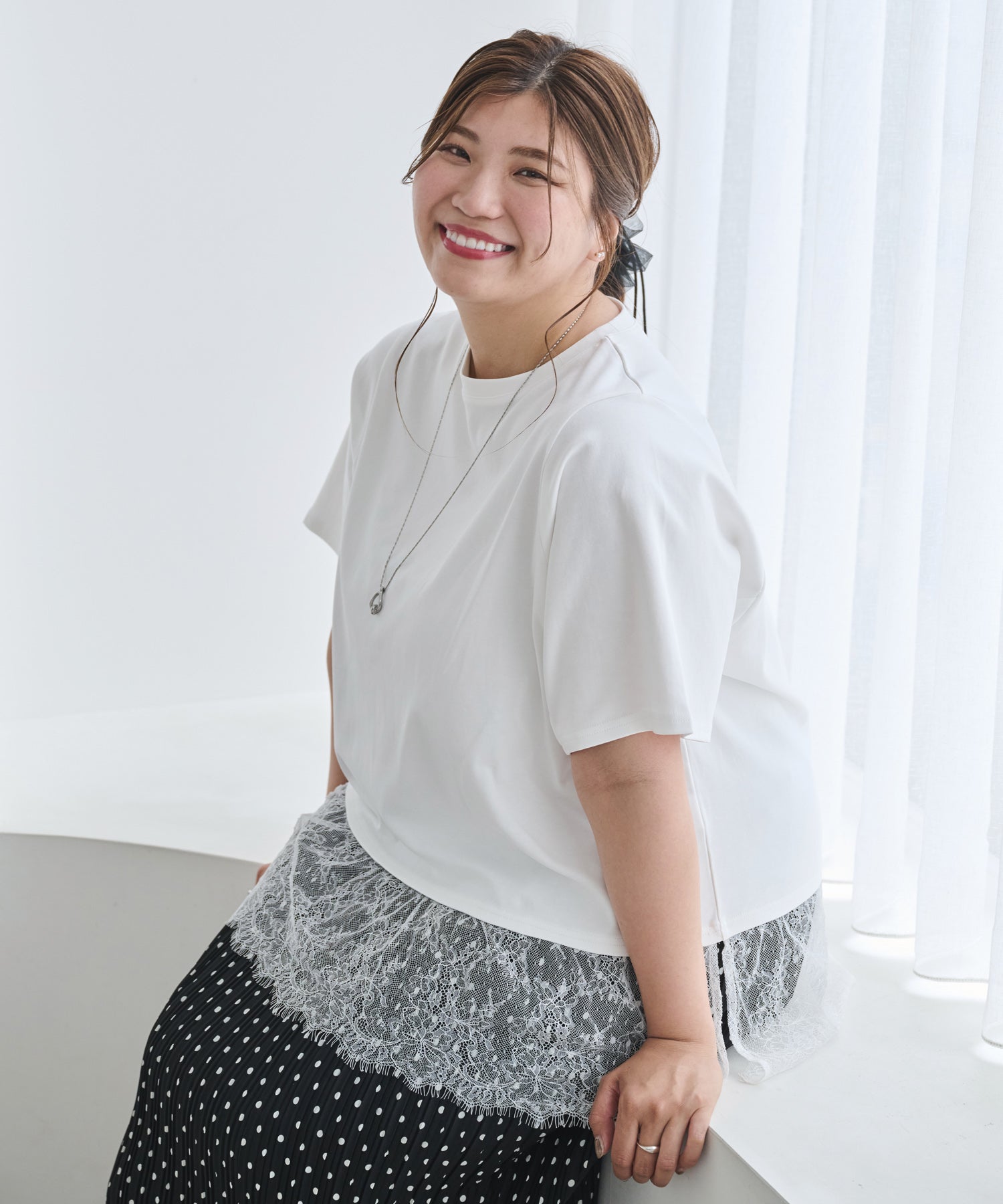 オフホワイト　model:162cm  着用サイズ:3L