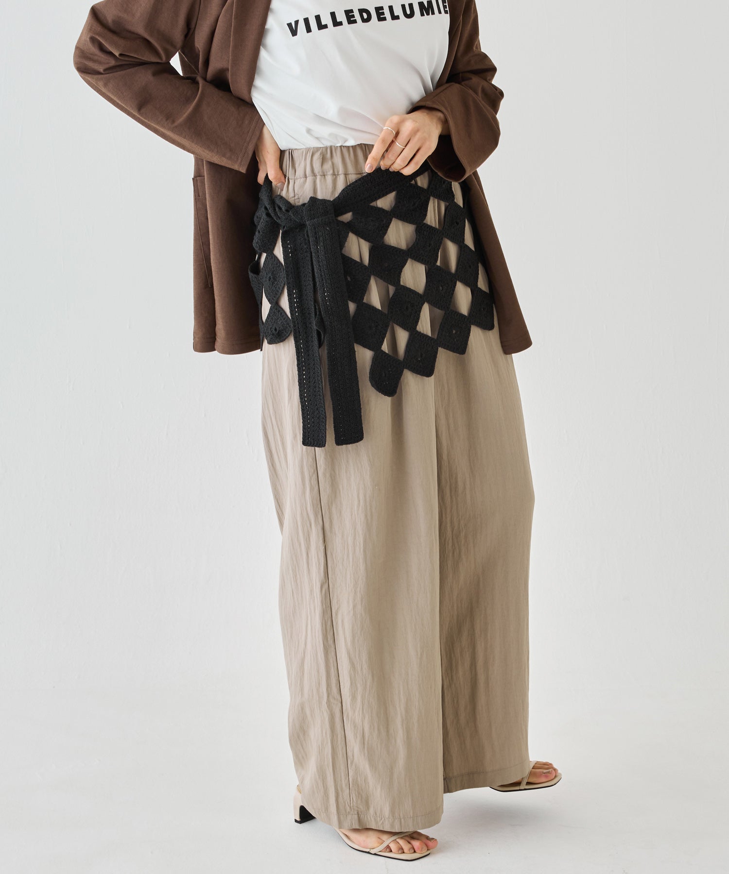 クロシェ編みラップスカート｜巻きスカート