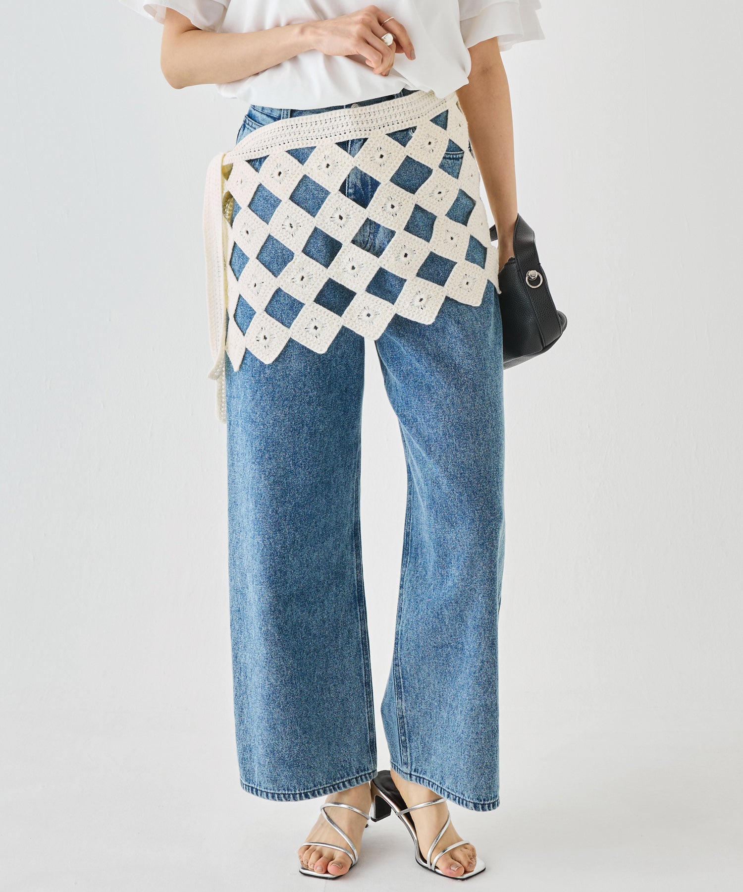 クロシェ編みラップスカート｜巻きスカート