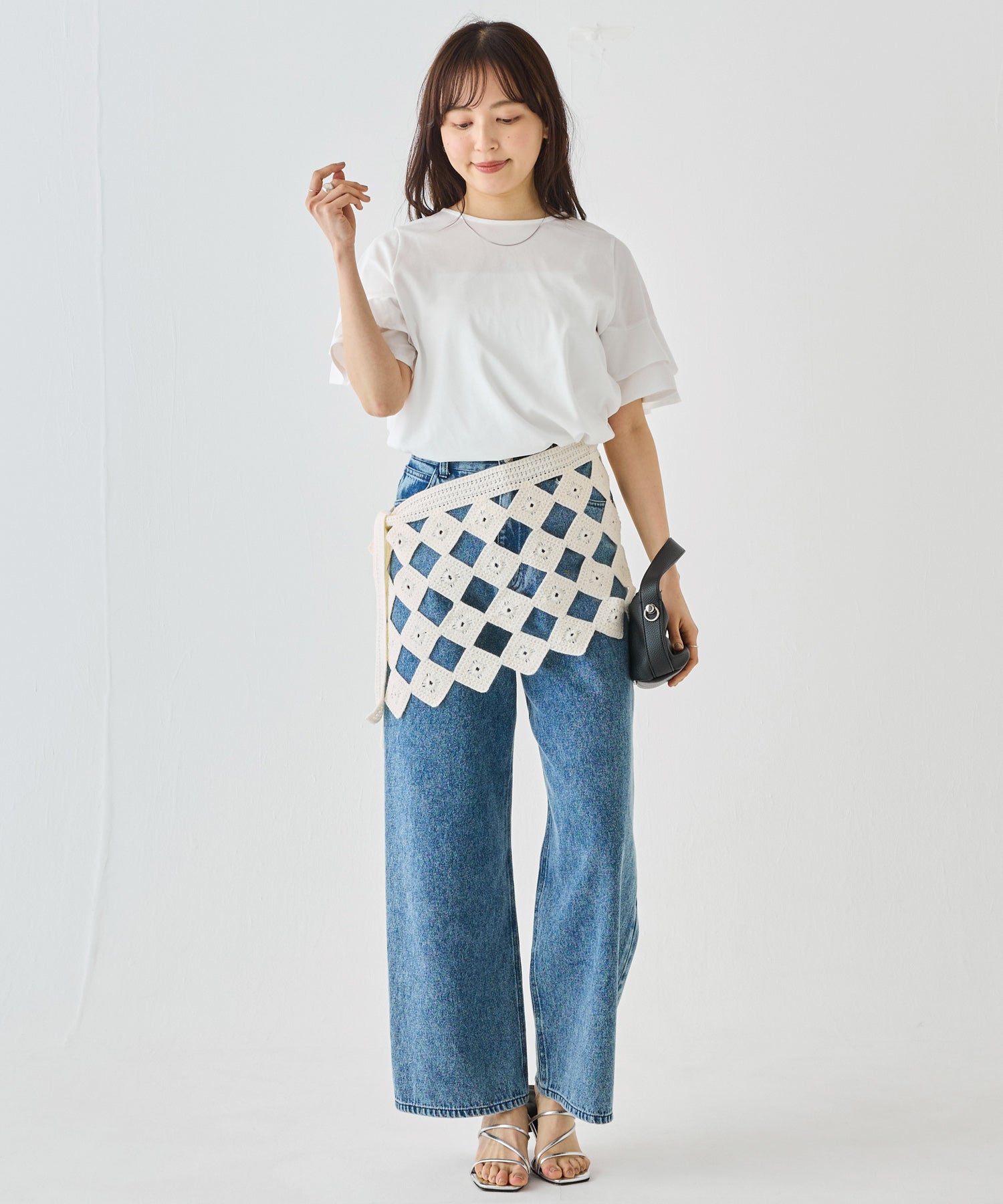 クロシェ編みラップスカート｜巻きスカート