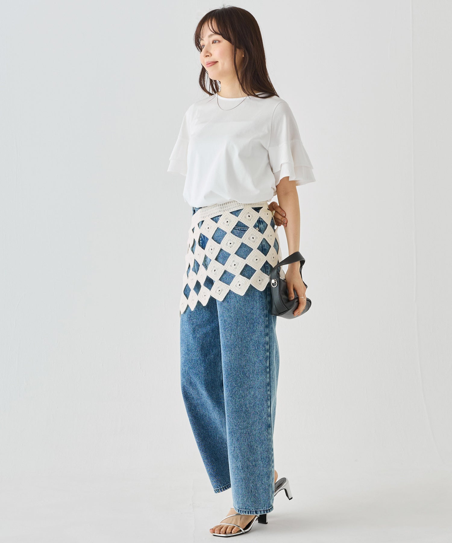 クロシェ編みラップスカート｜巻きスカート