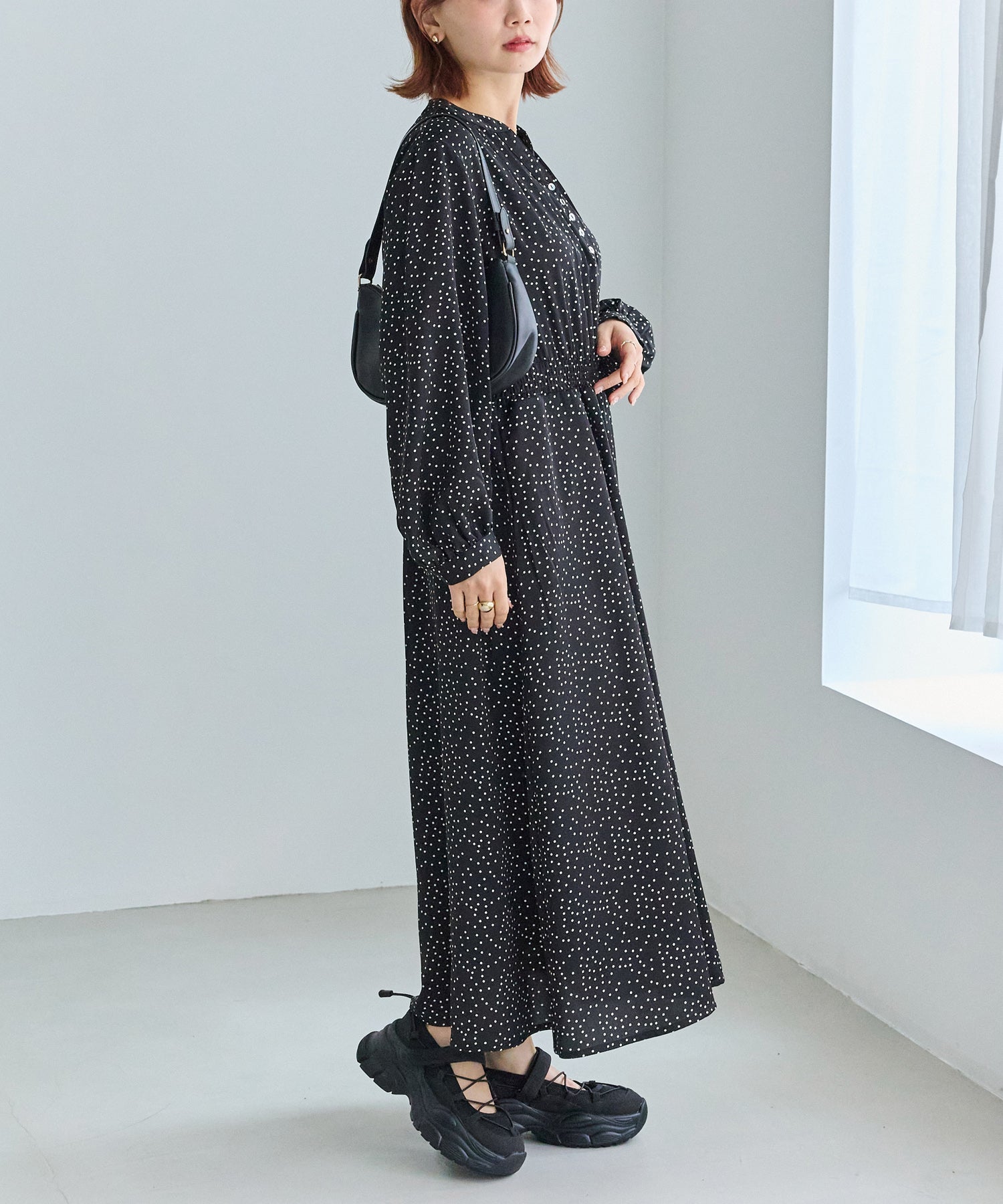 【ゆったり甲高】厚底 メリージェーンスニーカー