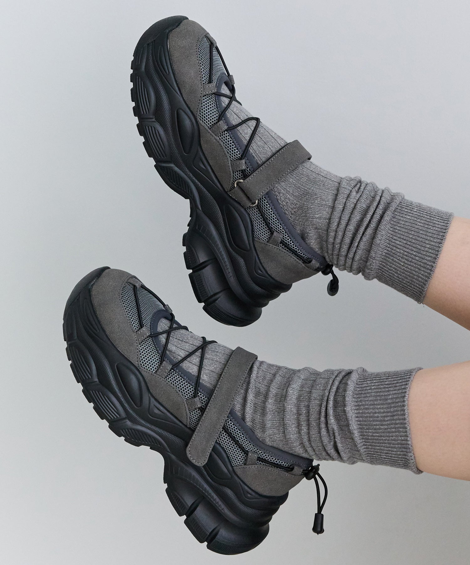 【ゆったり甲高】厚底 メリージェーンスニーカー